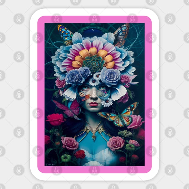 Floral Snark: Humorous Woman Graces Phone Cover Sticker by Mirak-store 